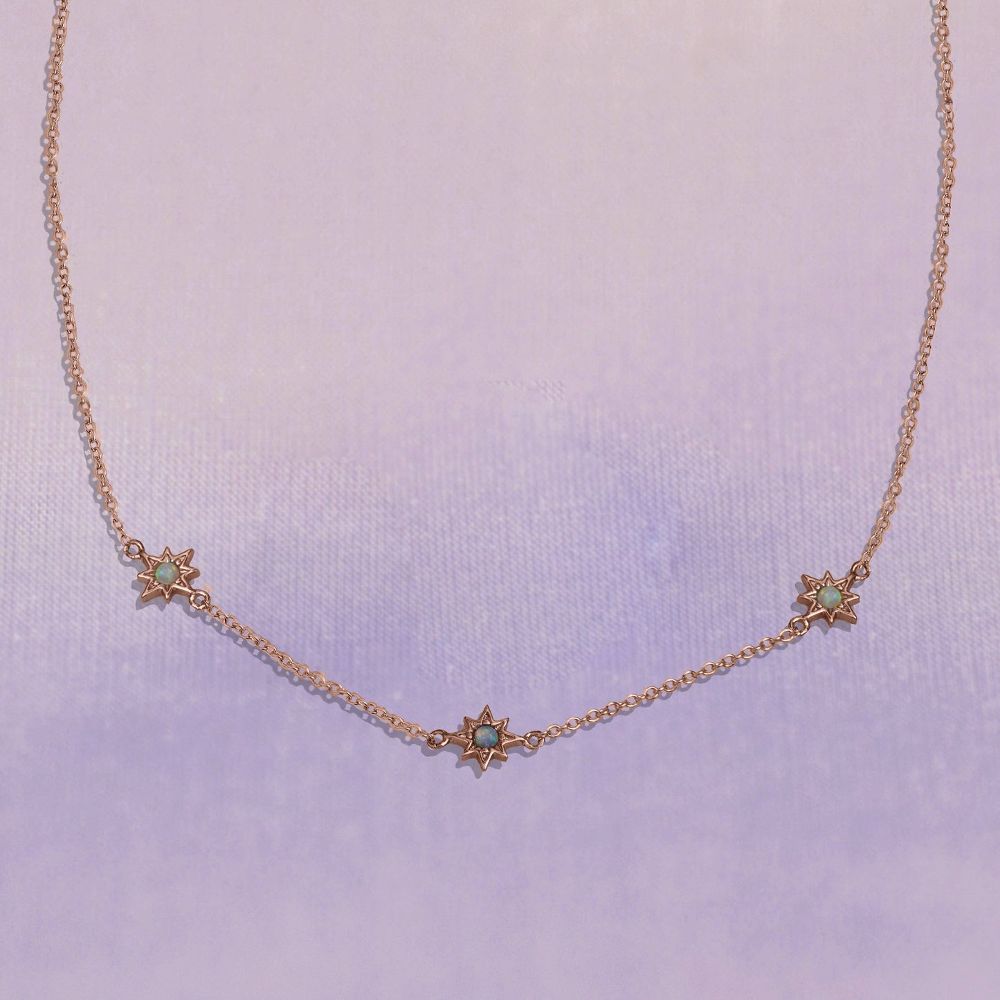 Triple Opal Starburst Necklace - Gold