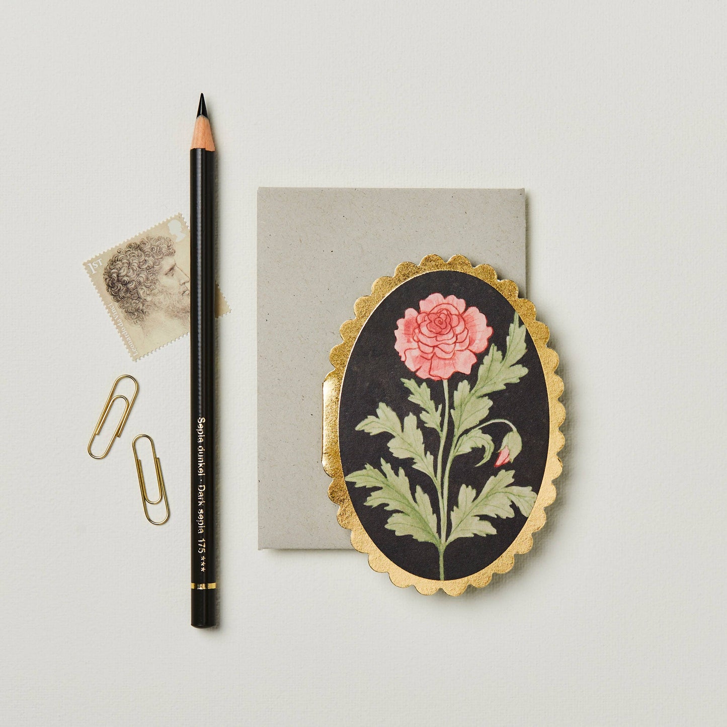 Rose mini card styled with a gift box and ribbon