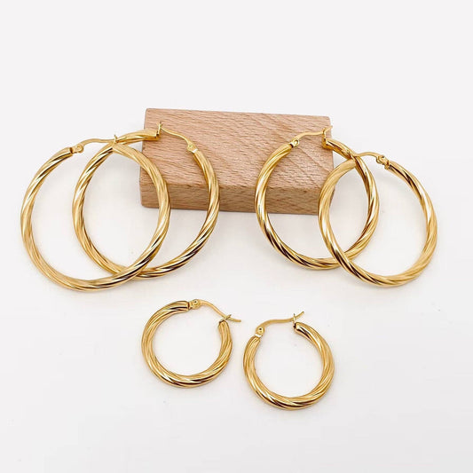 Cable Hoop Earrings - Small