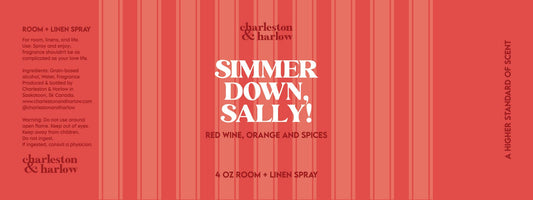 Charleston & Harlow Simmer Down, Sally! room and linen spray bottle lifestyle shot