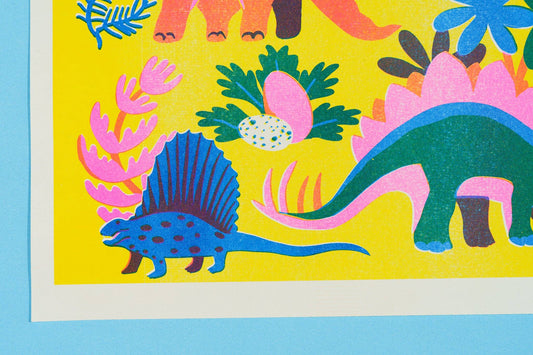Dinosaur Riso print shown unframed - PABOOM
