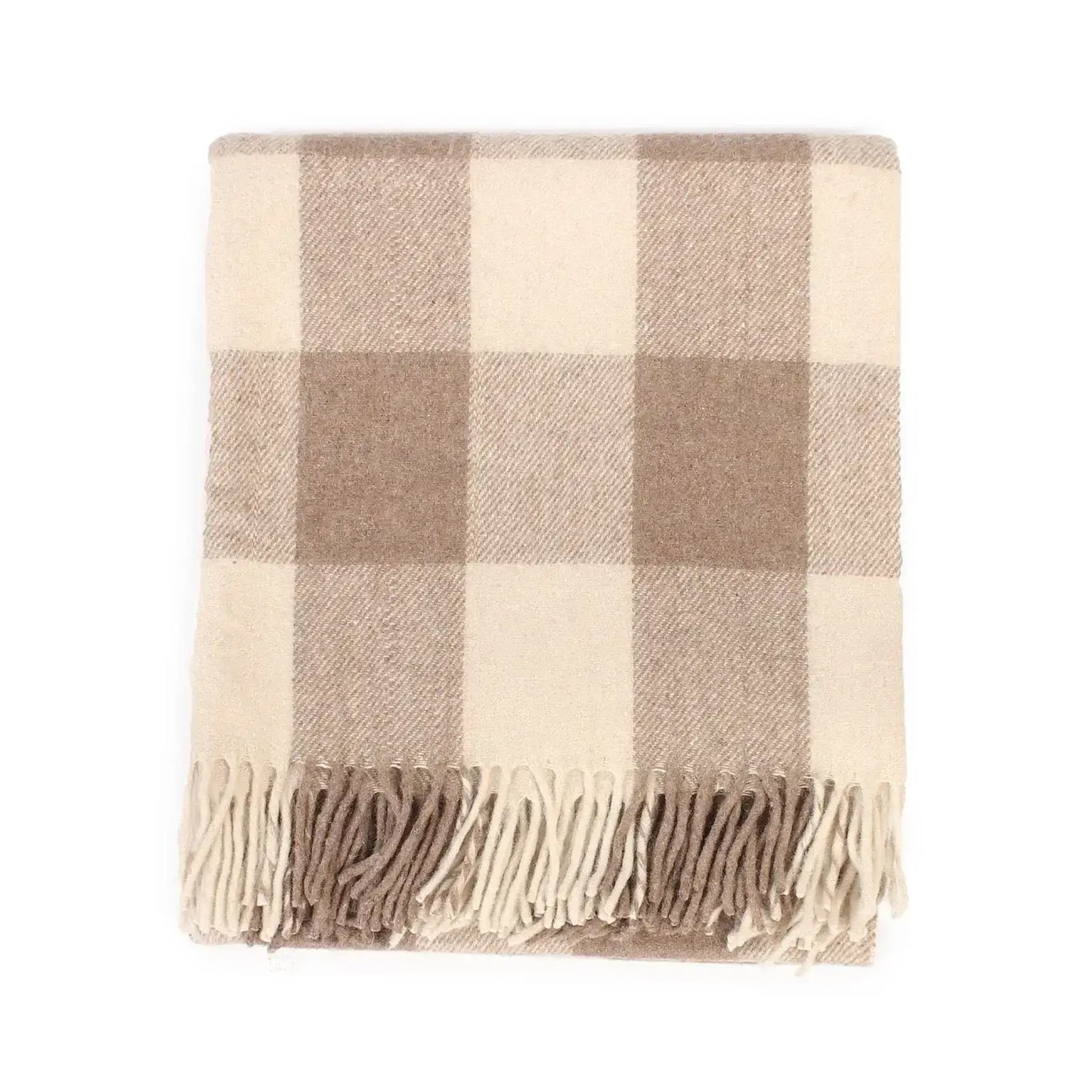 Jacob tartan wool throw folded to show fringe detail - PABOOM