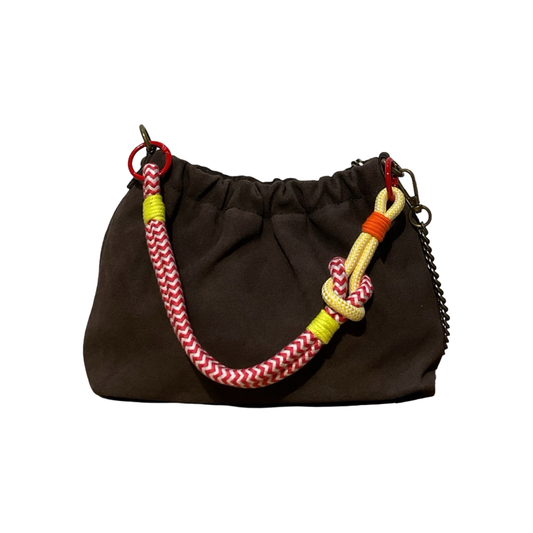 Suede Leather Shoulder Bag Pleated - Persimmon