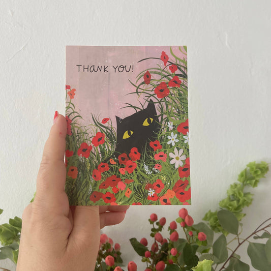Thank You Flower Kitty Greeting Card