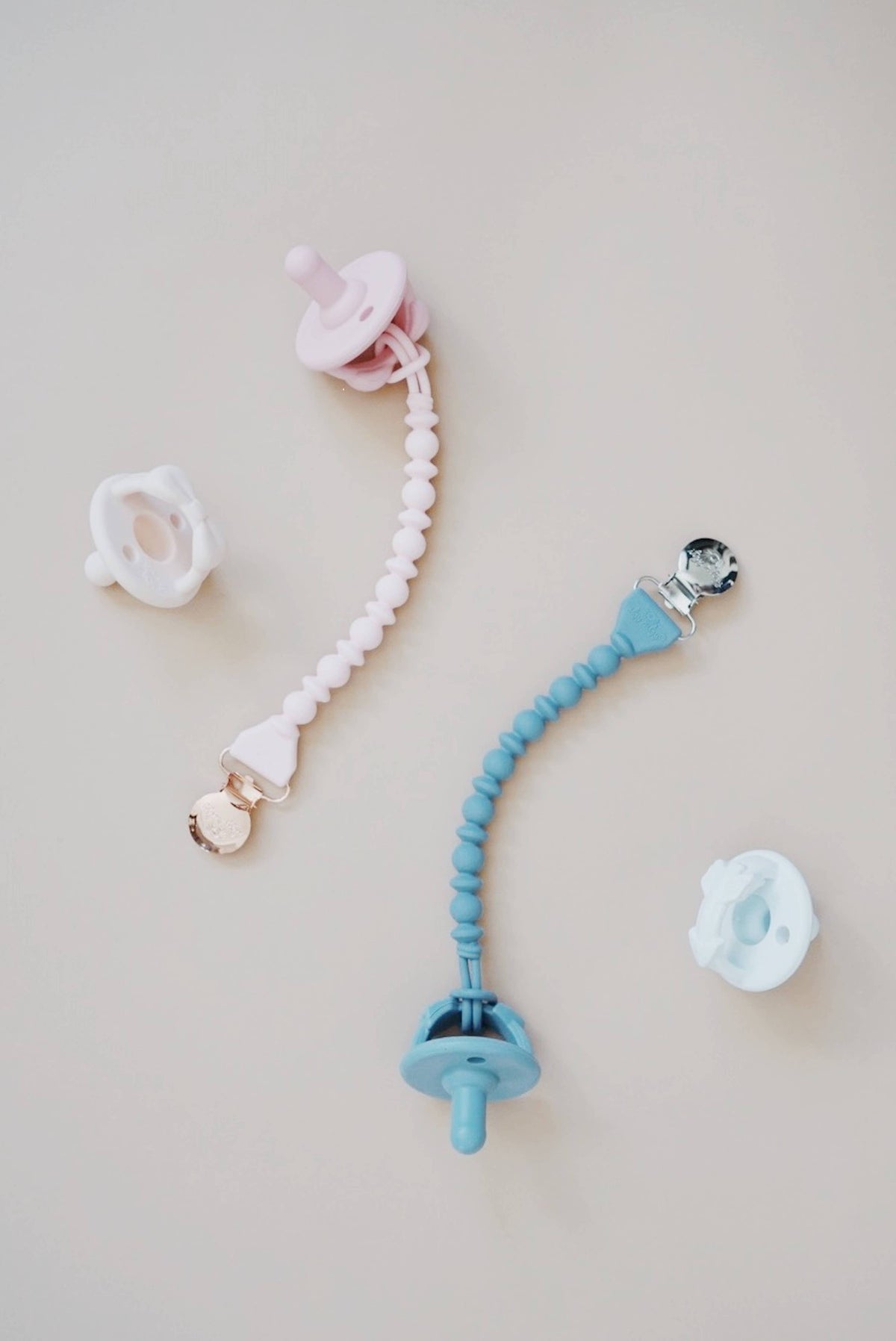 Sweetie Strap™ Silicone One-Piece Pacifier Clips - Pink Beaded