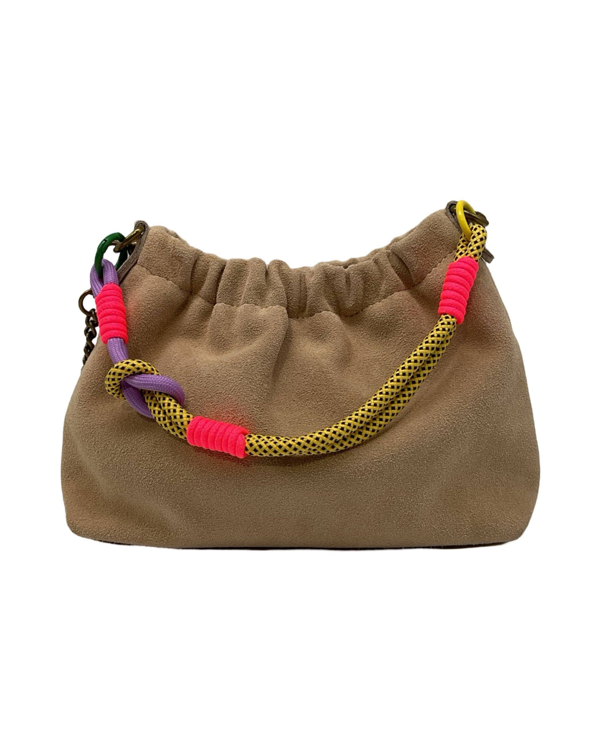 Suede Leather Shoulder Bag Pleated - Persimmon