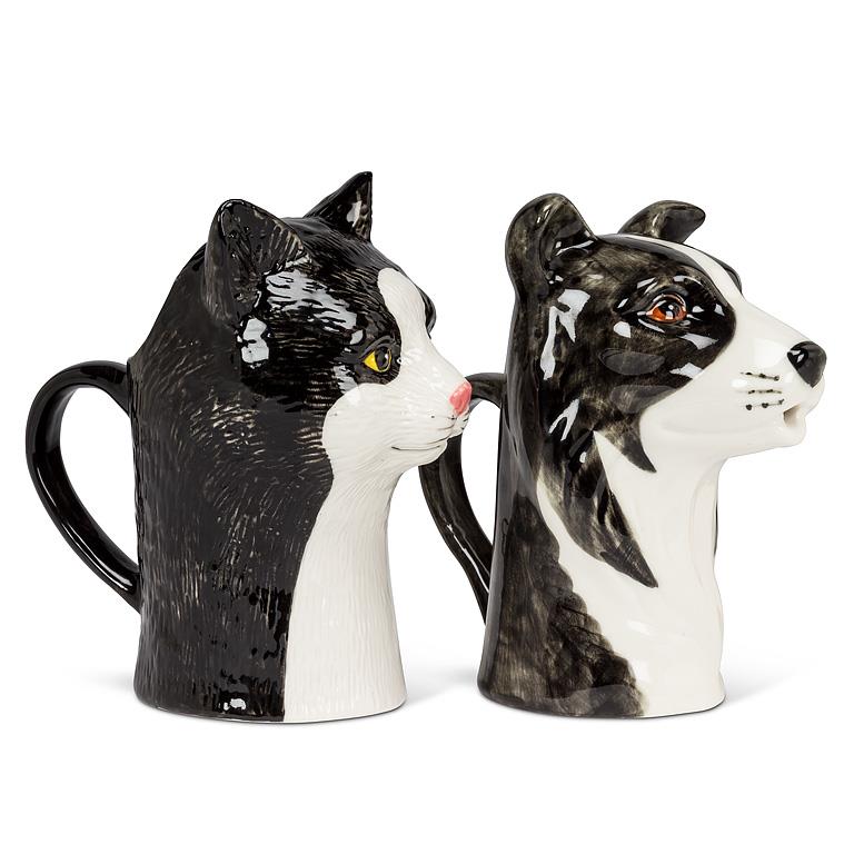 Black and white ceramic Border Collie jug, additional angle