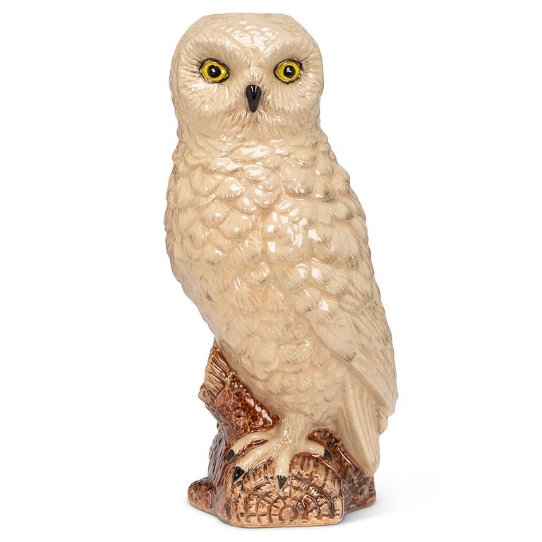 Tall Snowy Owl Vase Ivory