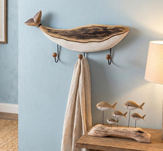 Rustic Whale Triple Wall Hook