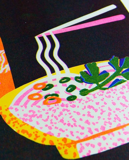 Noodle Risograph pho print shown unframed - PABOOM