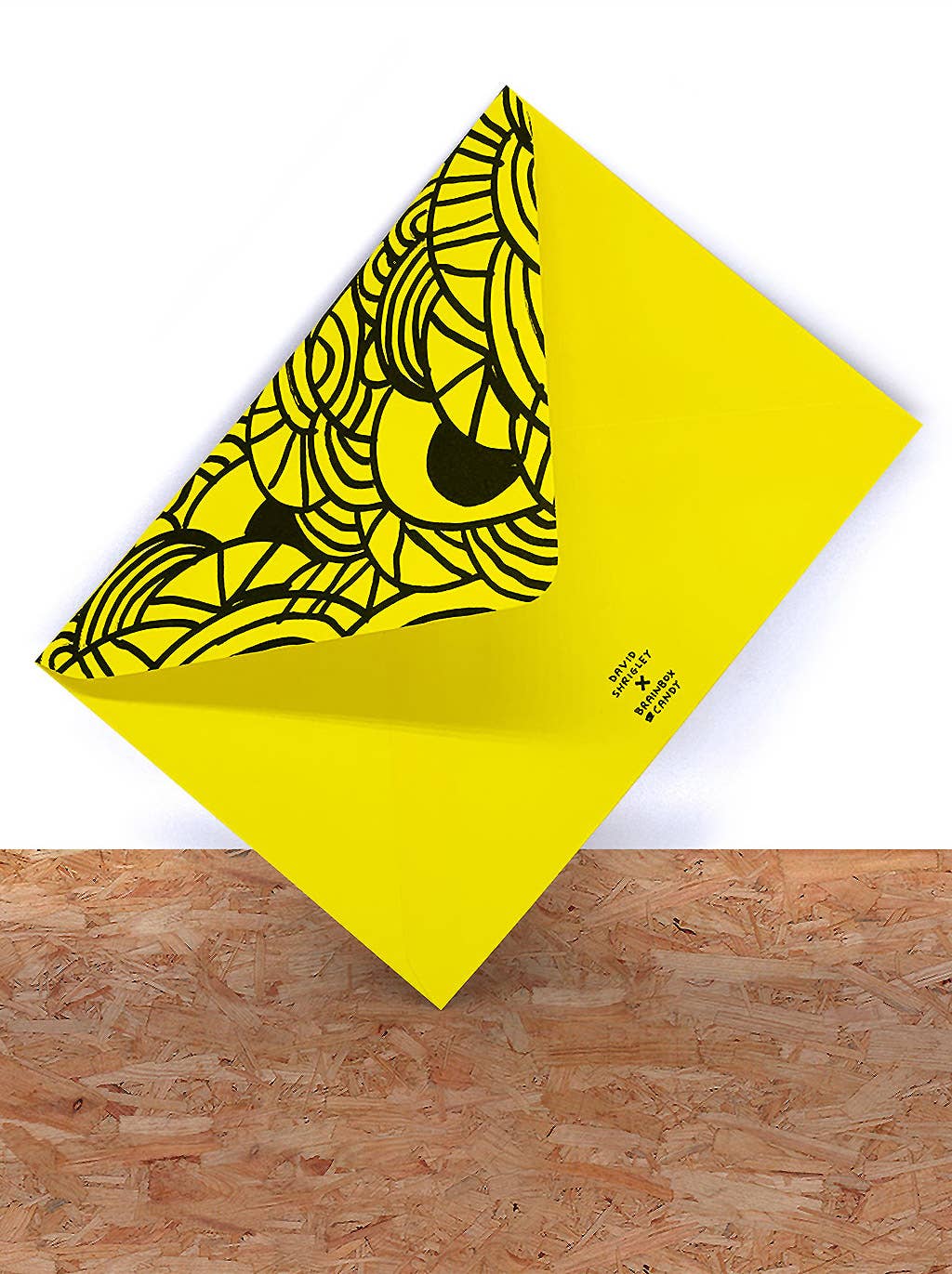 David Shrigley x Brainbox Candy Cat Master card with neon yellow envelope - PABOOM
