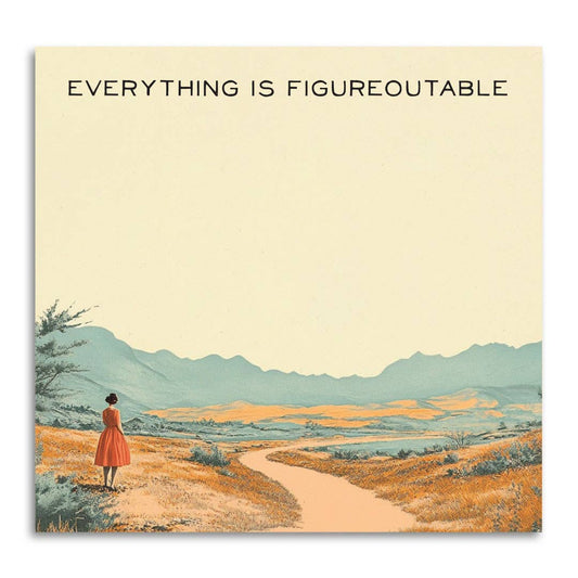 Everything Is Figureoutable sticky note pad shown from another angle