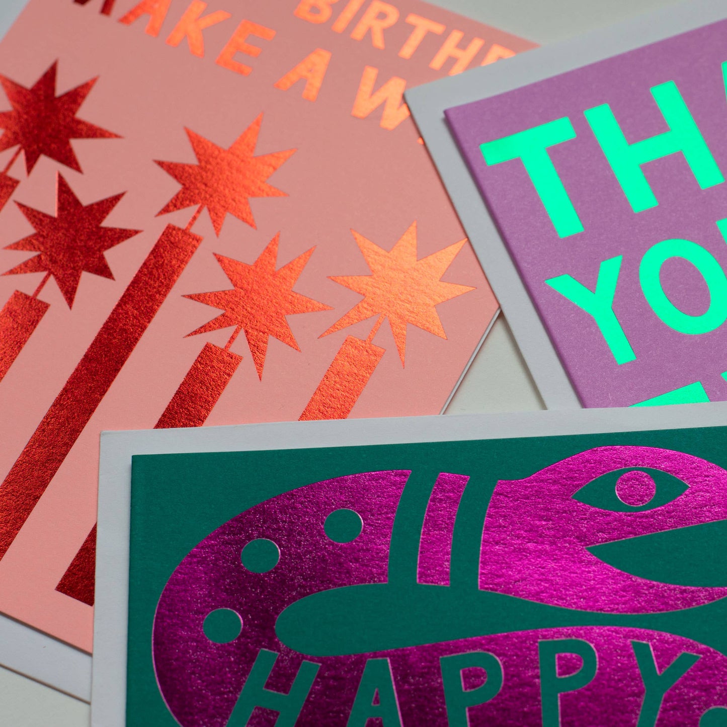Pink Foil Happy Birthday Snake Note Card