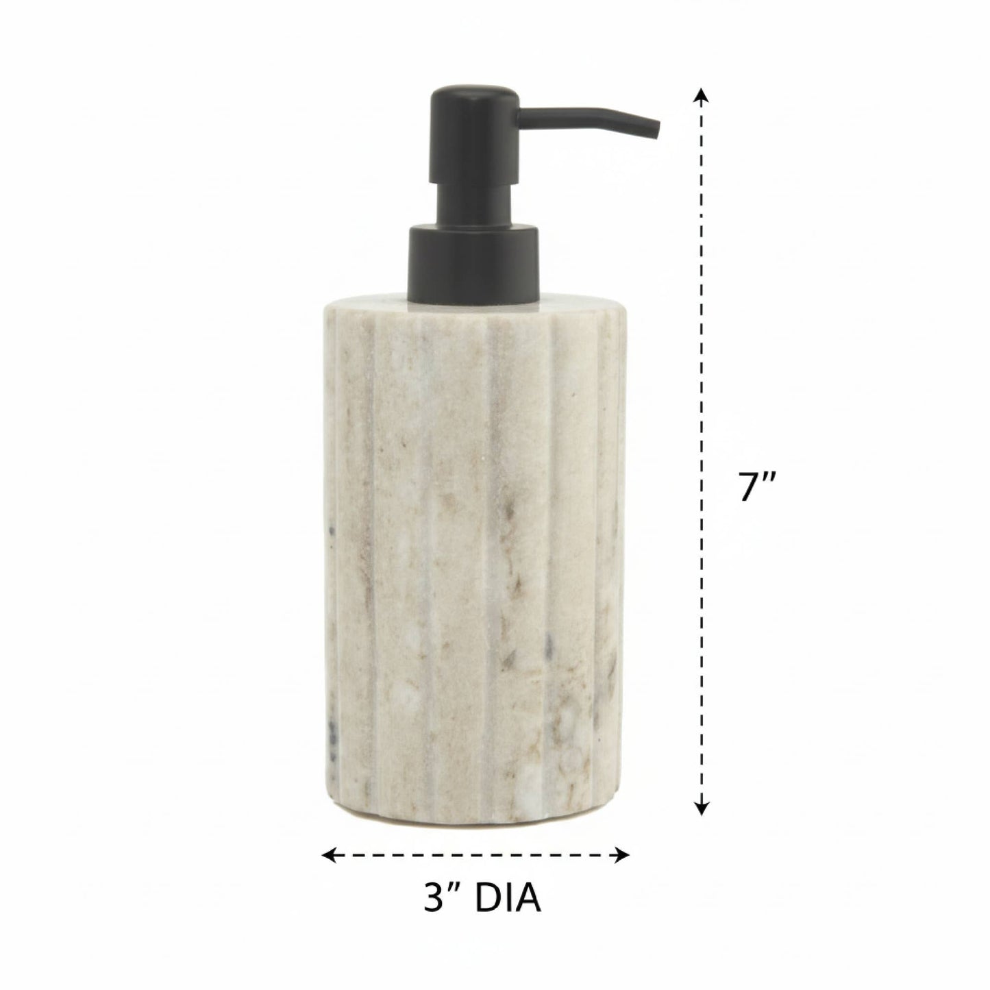 Elise Beige Marble Dispenser Ribbed w/ Black Pump