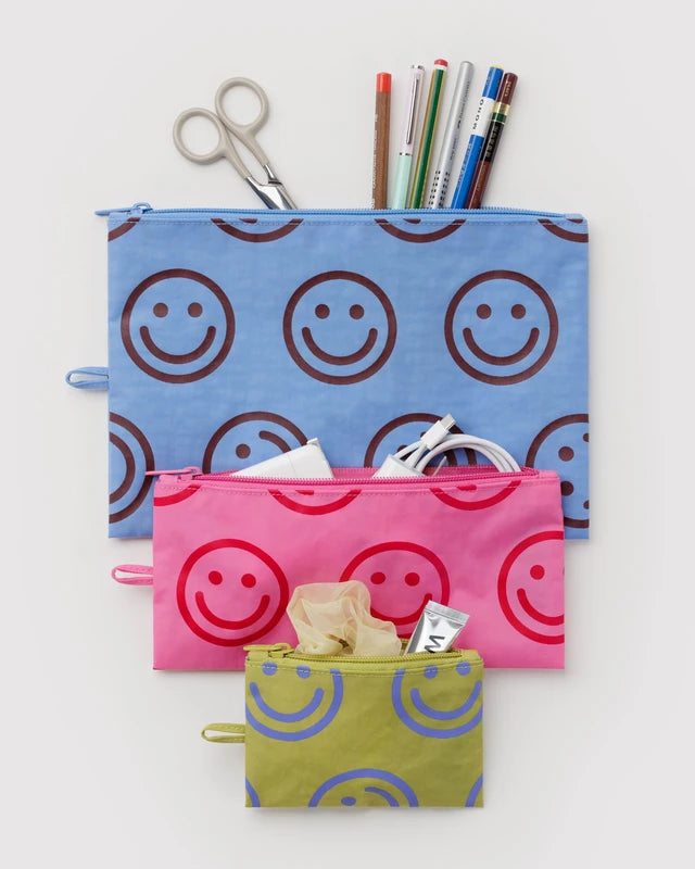 BAGGU Flat Pouch Set Pop Happy Mix full set flat lay - PABOOM