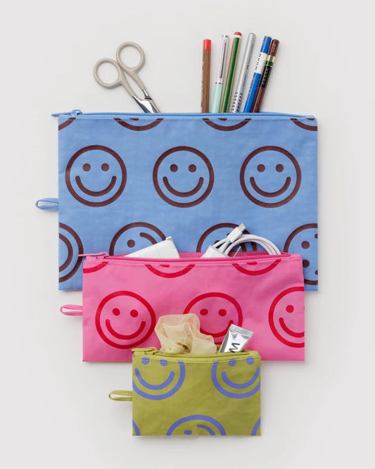 BAGGU Flat Pouch Set Pop Happy Mix full set flat lay - PABOOM
