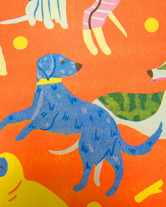 Sight Hound risograph print shown unframed - PABOOM