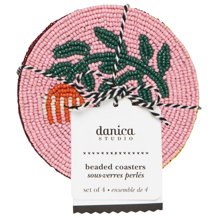 Beaded Venus coaster set stacked to show texture and thickness β PABOOM