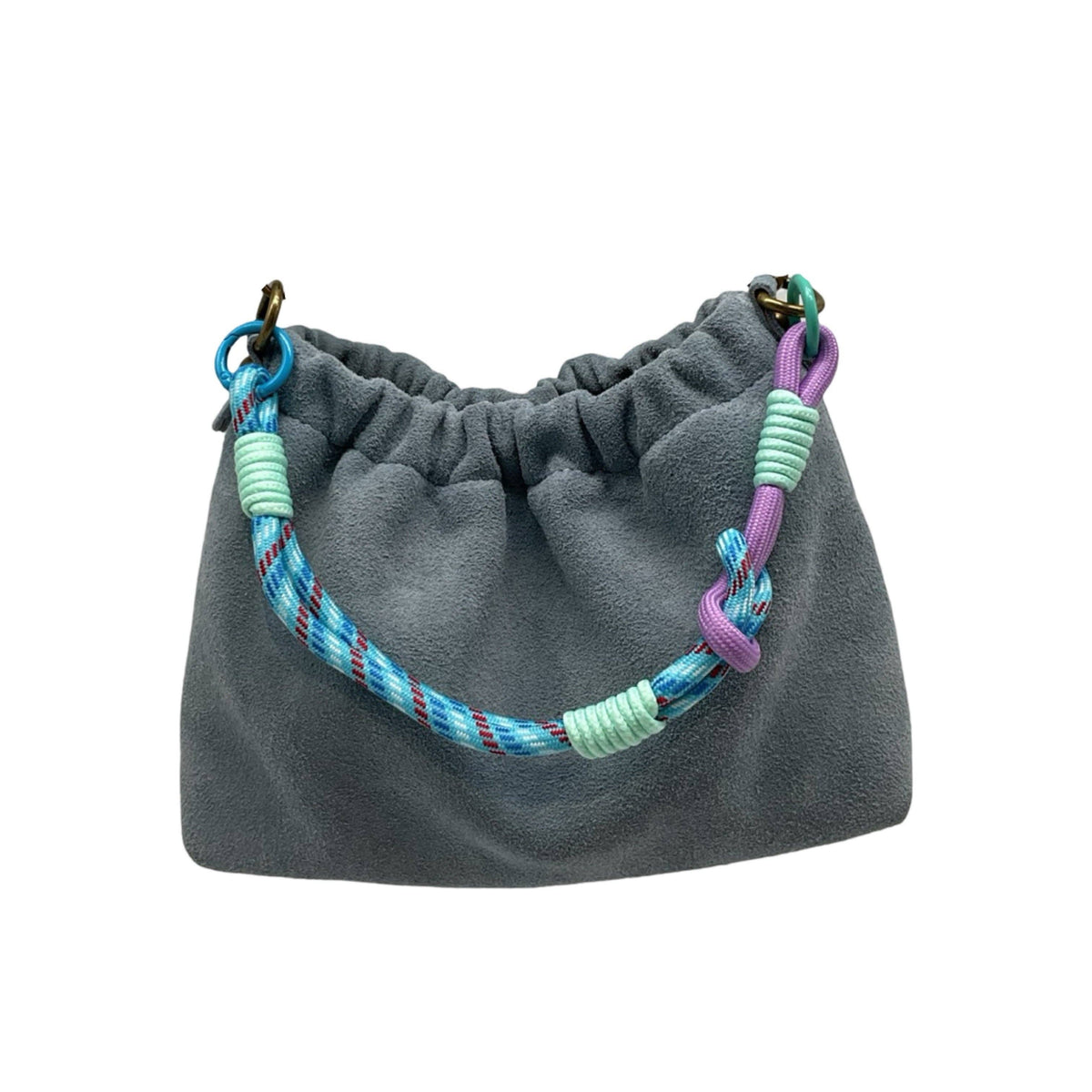 Suede Leather Shoulder Bag Pleated - Persimmon
