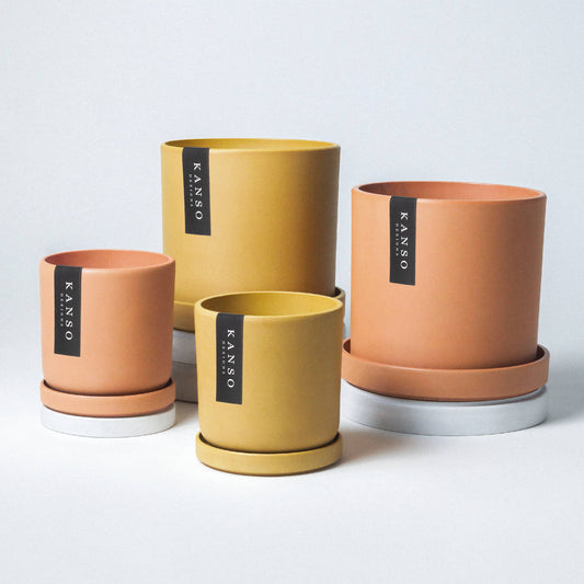 Kanso Designs Planter + Saucer 4β - Dusted Clay