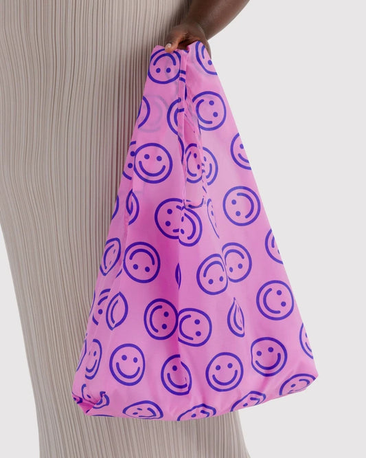 Standard Baggu Pop Pink Happy interior pocket detail - PABOOM