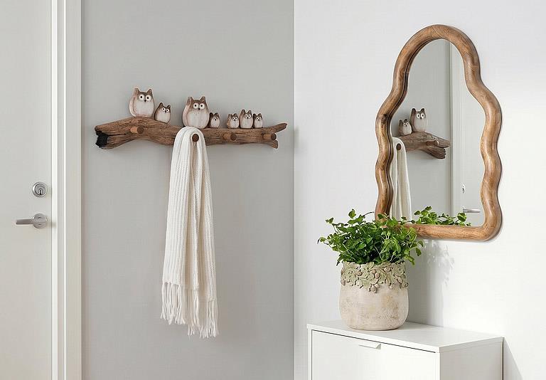 Freeform-shaped mangowood mirror, additional angle