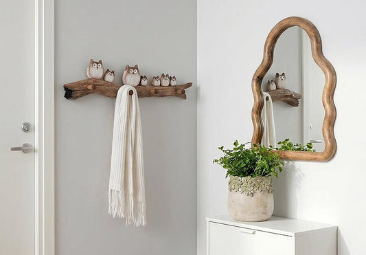 Freeform-shaped mangowood mirror, additional angle