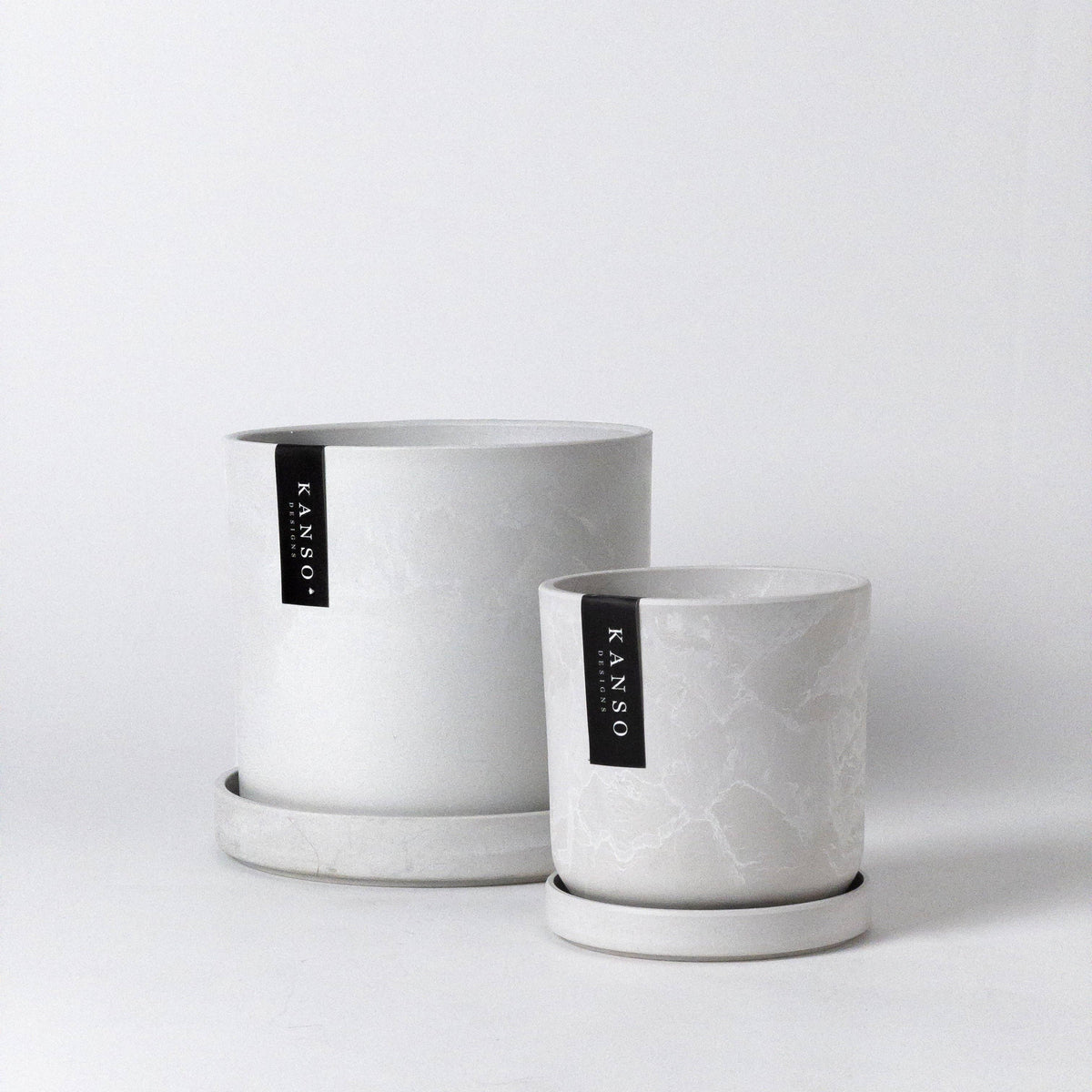 Kanso Designs Planter + Saucer 4” - White Stone