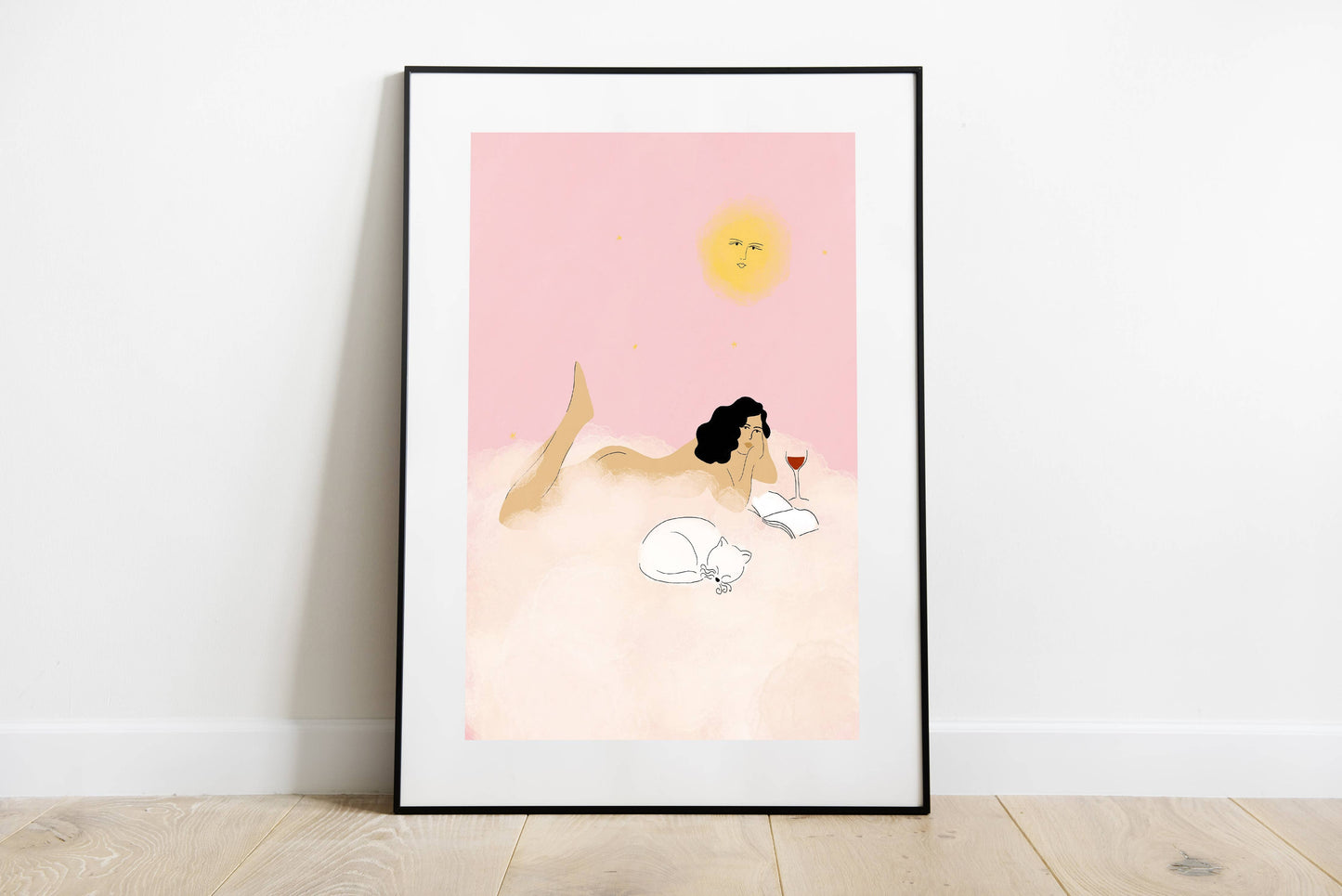 Clouds, Cat and Wine Art Print