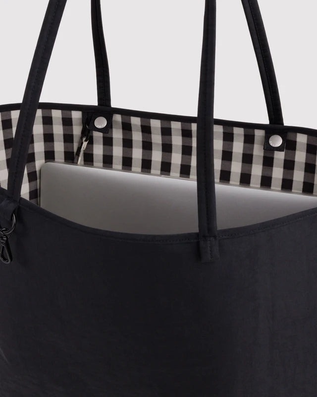 BAGGU Large Nylon Reversible Tote shown from the side to highlight its shape and capacity