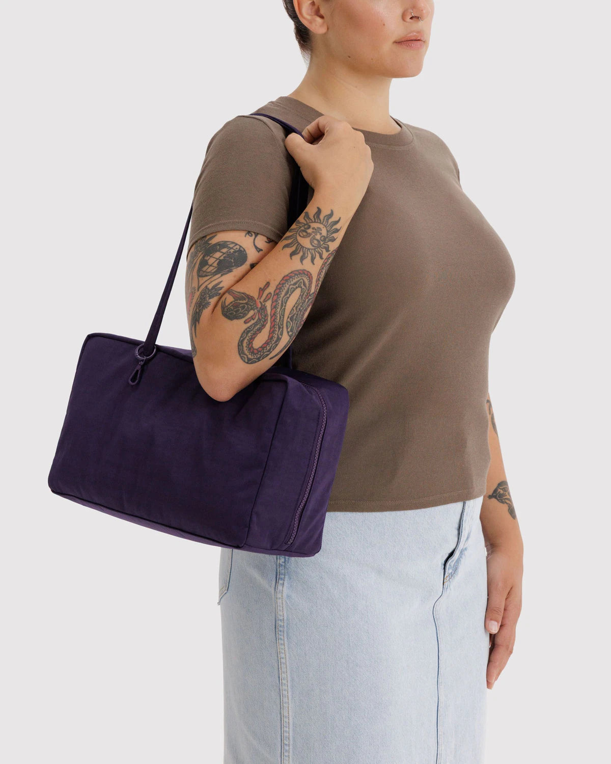BAGGU Medium Nylon Bowler Bag - Fig