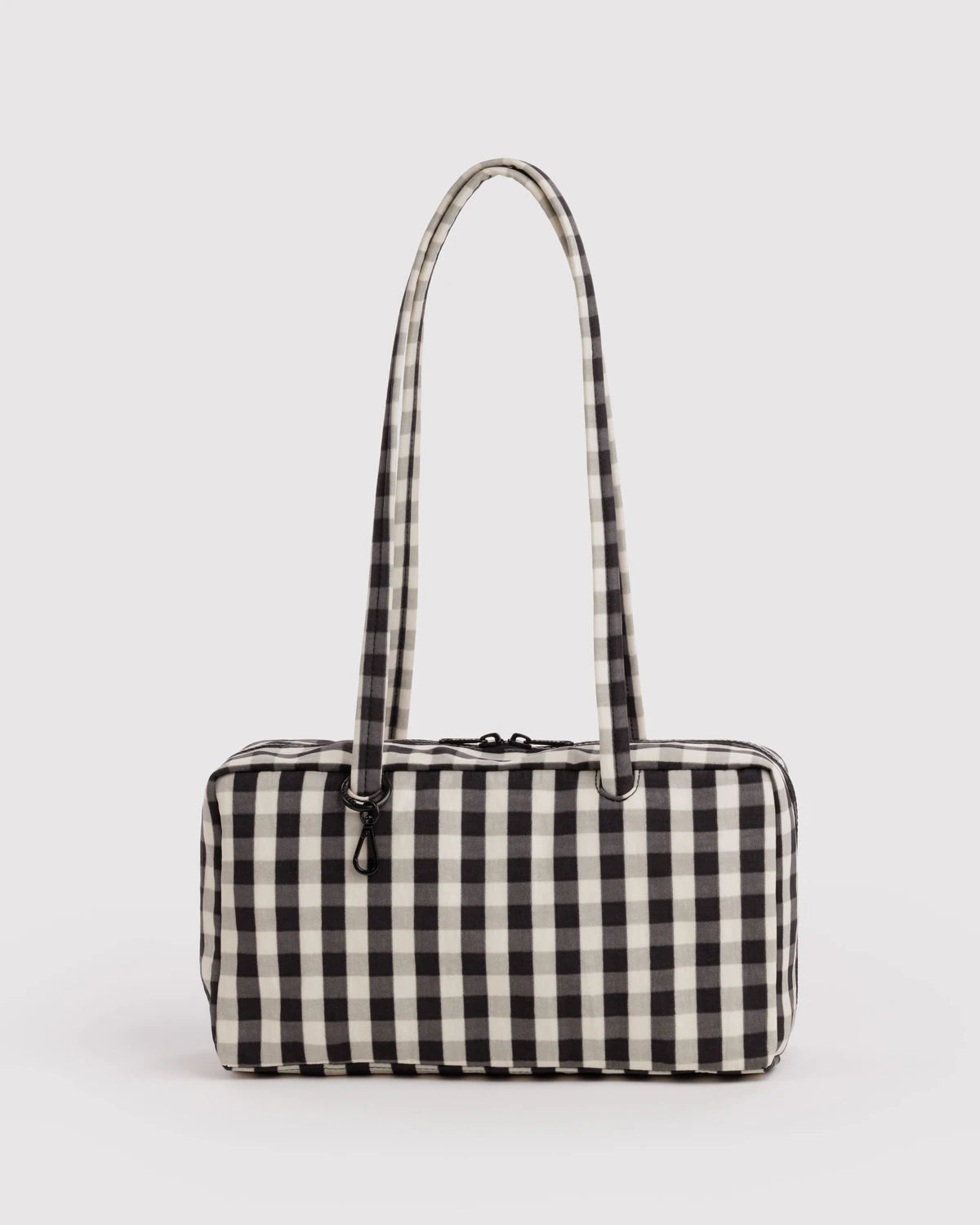 BAGGU Nylon Bowler Bag - Black and Cream Gingham
