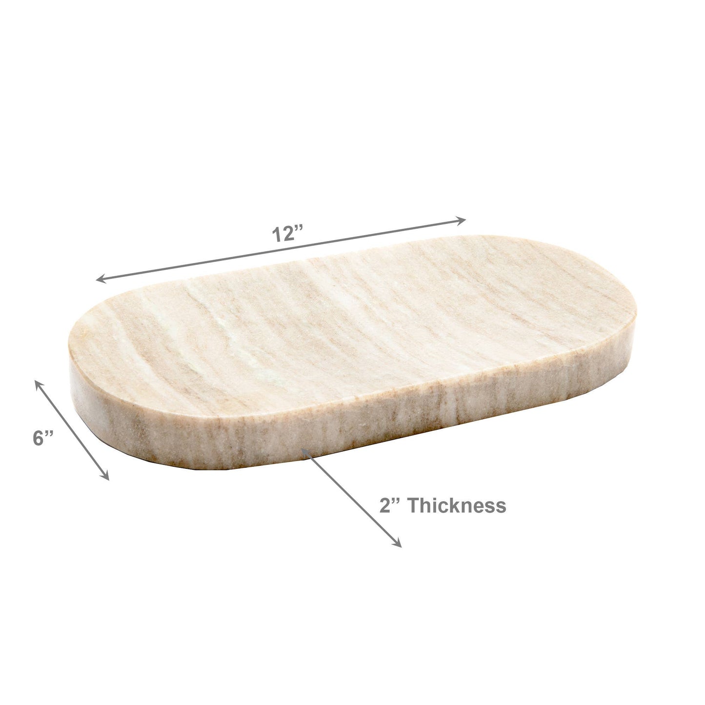 Serene Gray Marble Oval Tray