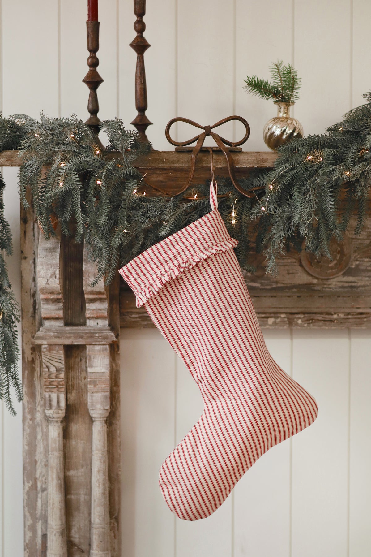 Ticking Stripe Stocking - Red