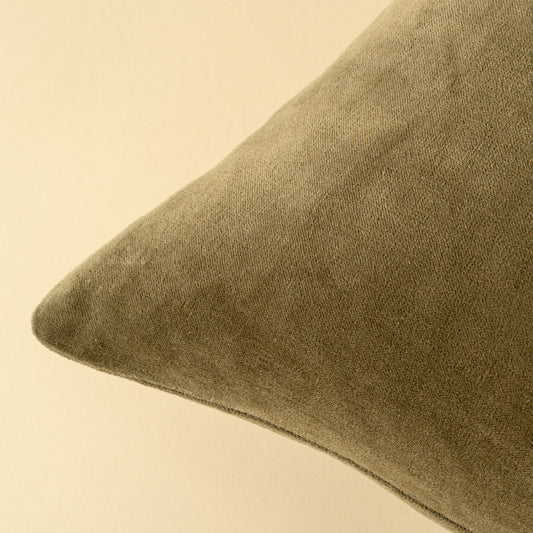 Vera Luxe Velvet Pillow - Olive, 20x20