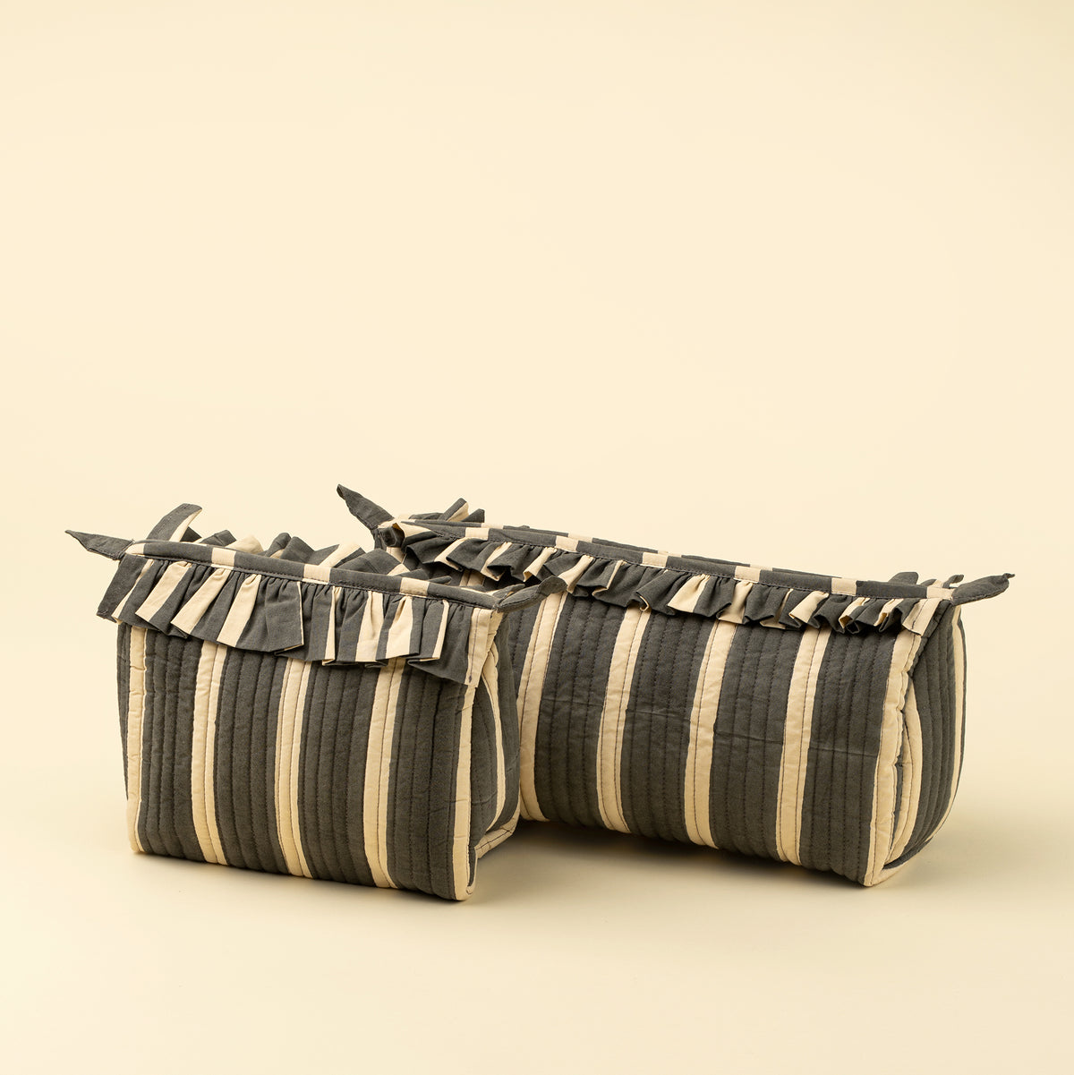 Block Print Stripe Pouch, Small, shown open