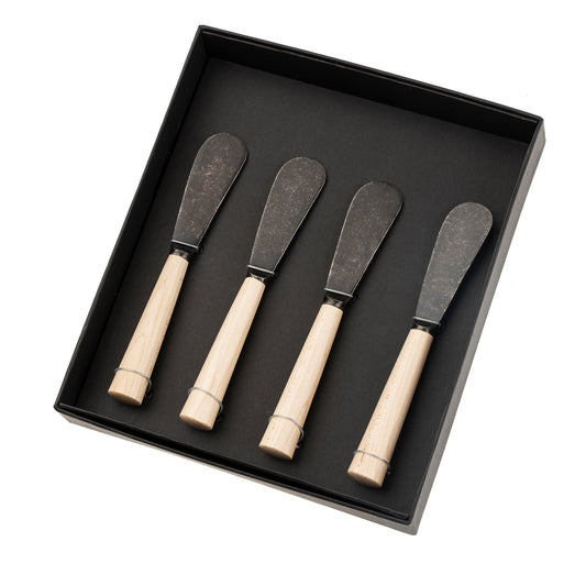 Maple Wood Spreaders fanned out on a serving board