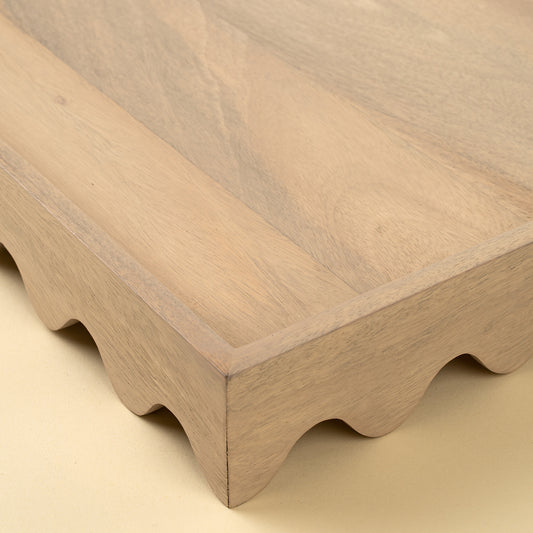Scalloped Edge Tray styled on a table with tableware