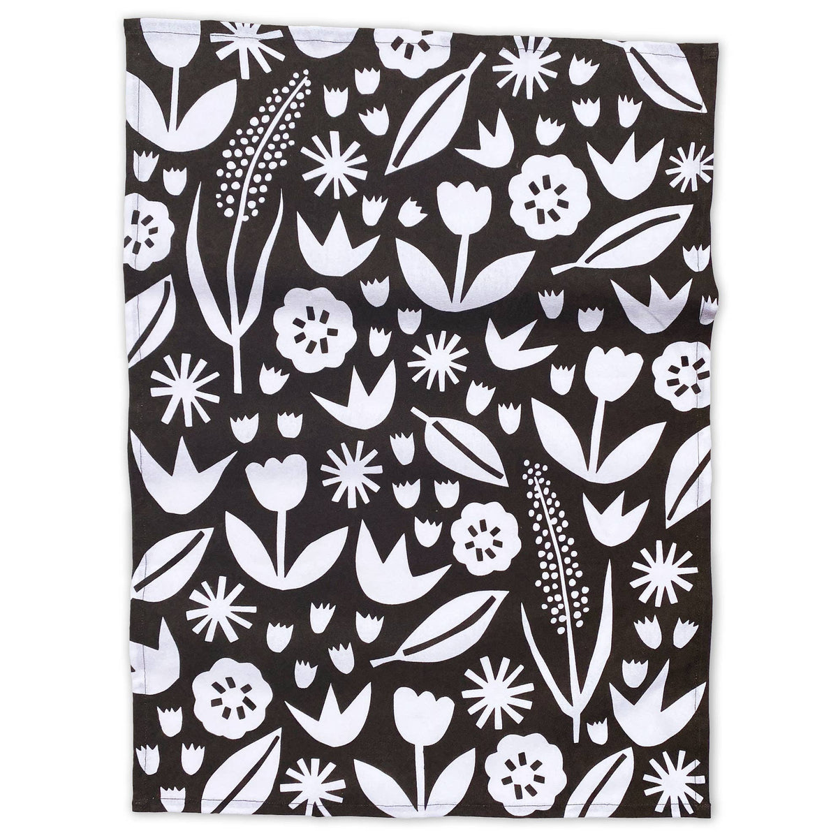 June Floral tea towel hanging in a kitchen - PABOOM