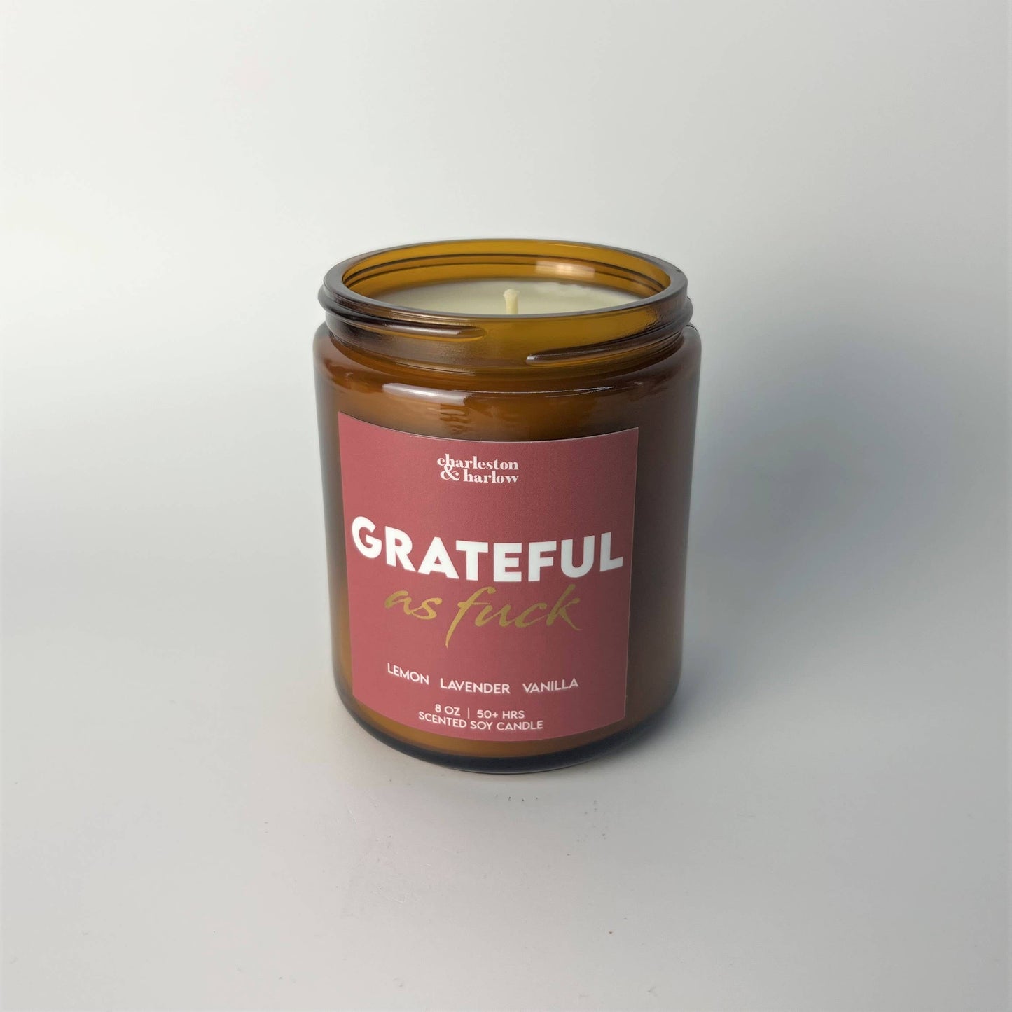 Charleston & Harlow Grateful As Fuck candle lifestyle shot
