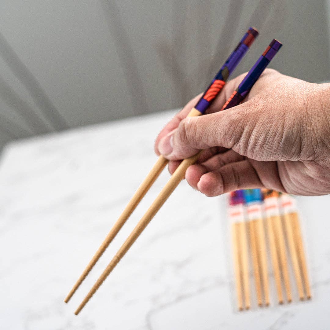 Frank Lloyd Wright chopsticks set laid flat showing all five pairs