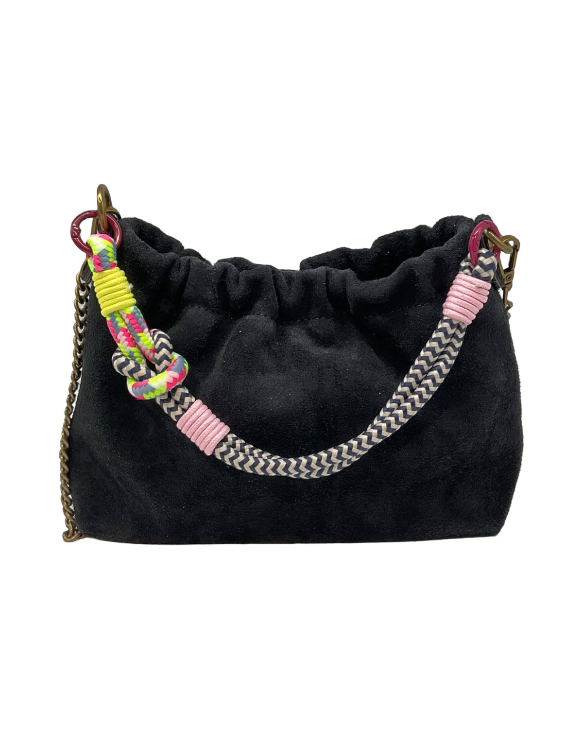 Suede Leather Shoulder Bag Pleated - Persimmon
