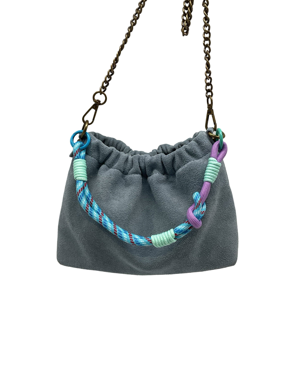 Suede Leather Shoulder Bag Pleated - Persimmon