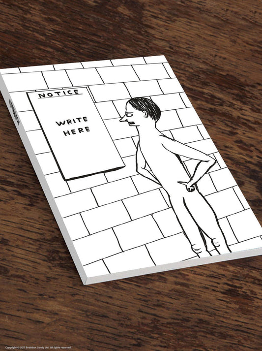 David Shrigley x Brainbox Candy Notice Write Here A5 notebook, lined pages - PABOOM