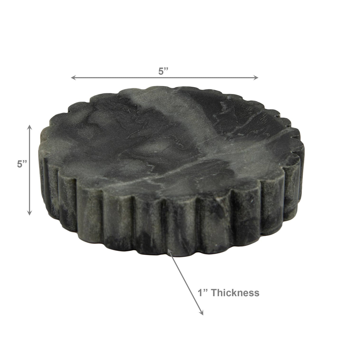 Elora Grey Marble Soap Dish Ribbed Edge