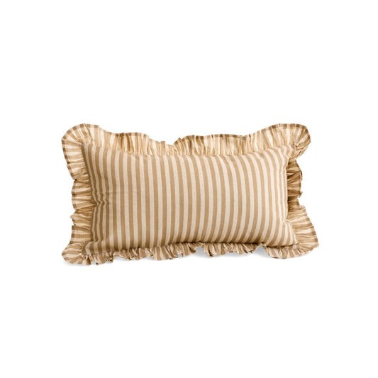 Striped Ruffled Trim Cushion 12 x 22" - Yellow