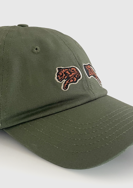 Side view of Hop sage green dad hat showing adjustable metal clasp - PABOOM
