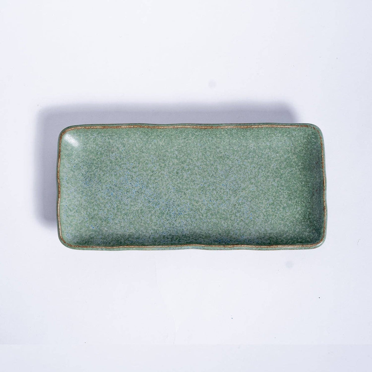 Green Japanese porcelain serving platter, top view - PABOOM