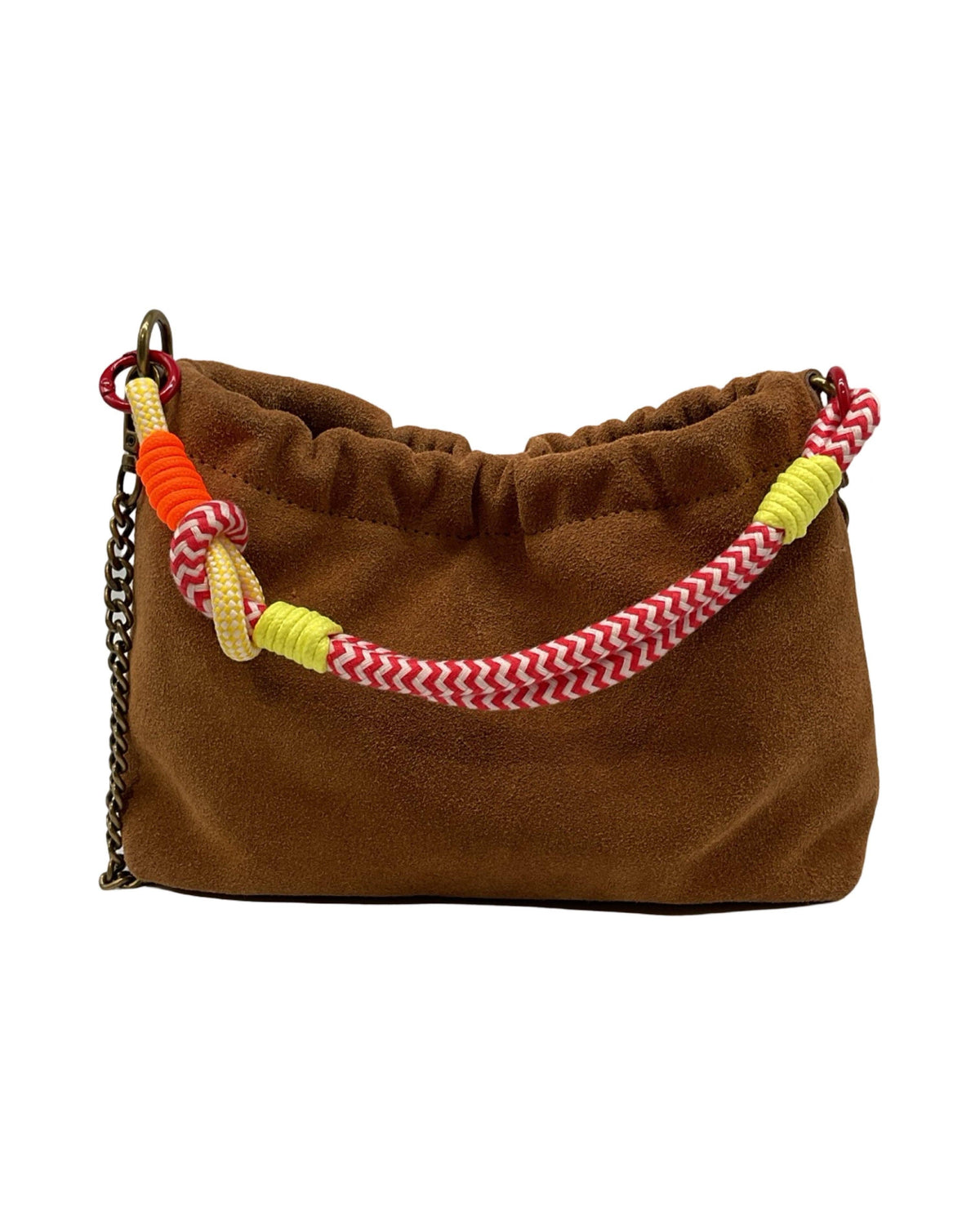 Suede Leather Shoulder Bag Pleated - Bordeaux