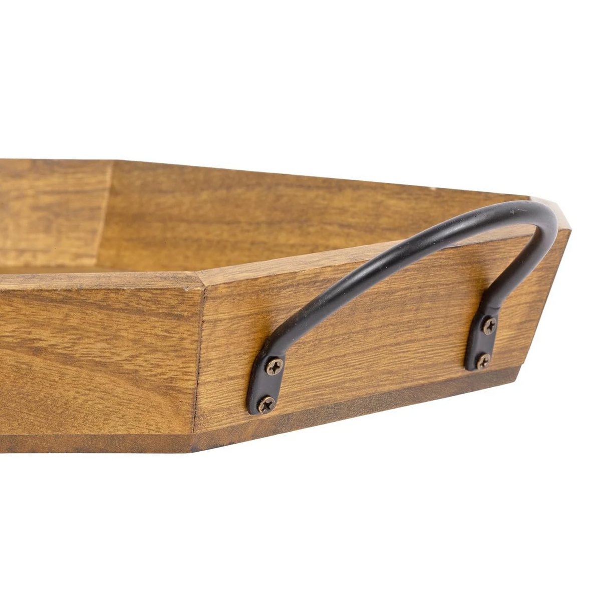 Wood Tray With Iron Handles